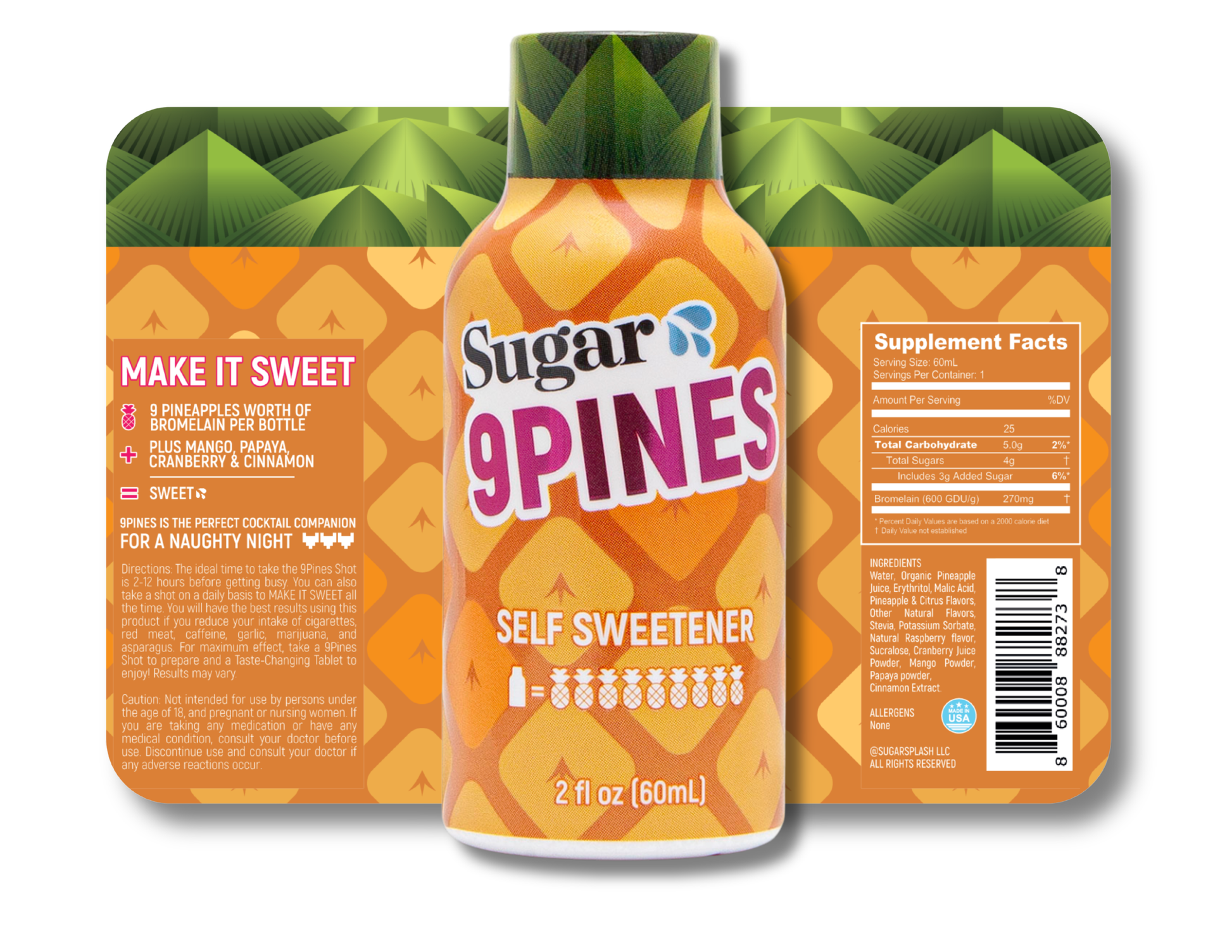 Sugar Splash 9Pines Directions and Nutrition facts